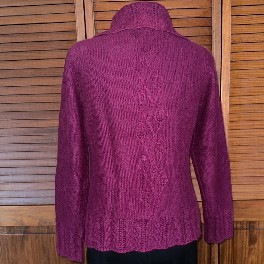 Christopher & Banks Women's Purple Collared Cardigan Sweater Size L - Picture 5 of 12